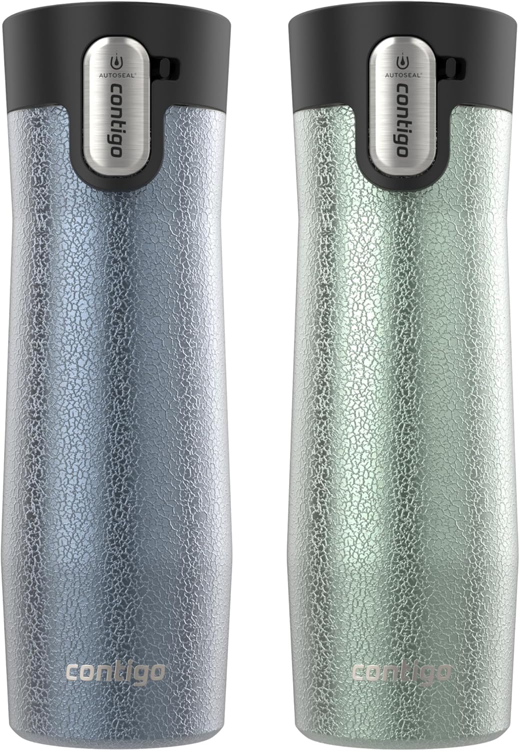 Contigo® AUTOSEAL® West Loop Vacuum-Insulated Stainless Steel Travel Mug with Easy-Clean Lid, 20 oz, 2 pack, Crystal Lakeside; Crystal Agave