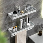 VOLPONE Bathroom Shelves Wall Mounted 2 Tier Glass Floating Shelf - Image 8