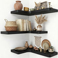 16 Inch Solid Wood Floating Corner Shelves 3 Pack by Unknown