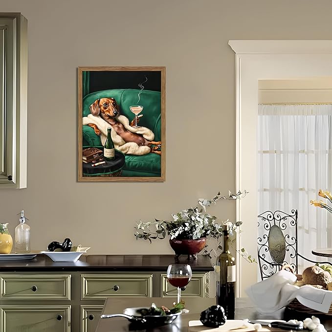 Framed Funny Dachshund Wall Art, Playful Dog Canvas Print - Image 6
