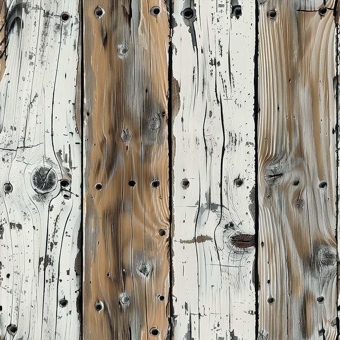FLFK Wood Wallpaper Peel and Stick Removable Rustic Wallpaper 16" x 384" Vinyl by FLFK