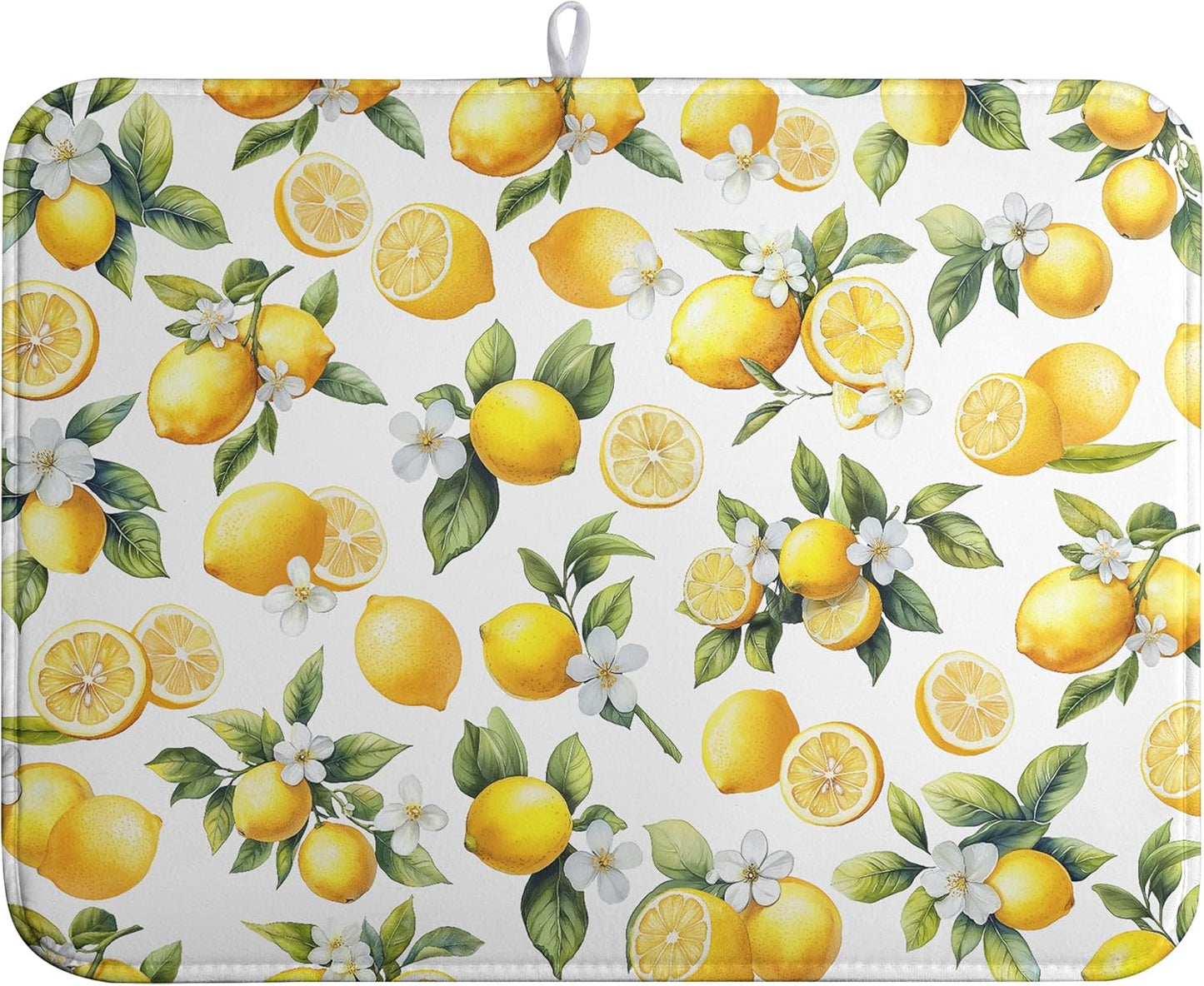 Lemon Dish Drying Mat Spring Summer Kitchen Dish Drying Pad Absorbent Drying Mat for Countertops Dish Dryer Mat Microfiber Dishes Drainer Pad Dish Drying Rack Mat (18x24 in)
