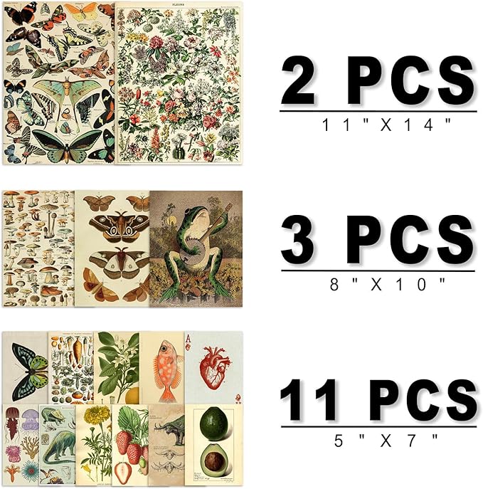 ANERZA 16 PCS Vintage Wall Art Decor, Botanical Cottagecore Wall Collage Kit - Image 2