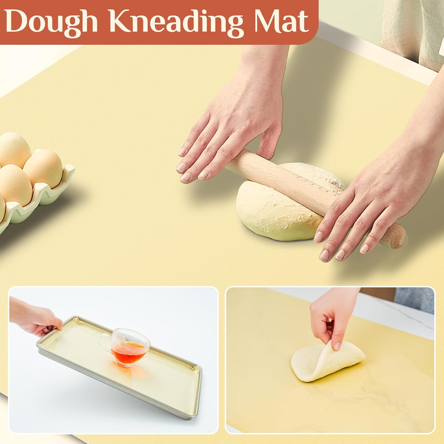 Silicone Baking Mat, 16 IN x 6 FT Free Cutting Baking Sheet,Non-Stick Reusable Dough & Pastry Mat,Non-Slip Silicone Mat Roll for Air Fryer Liner,Freeze Dryer,Oven Baking Pan,Kitchen Counter