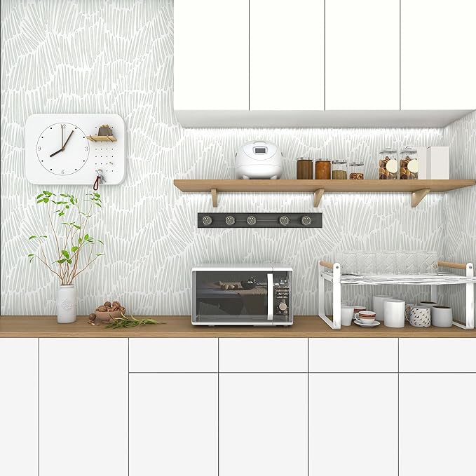 Theper Green Wallpaper 17.3"×118" Modern Striped Wall Paper Peel and Stick - Image 7