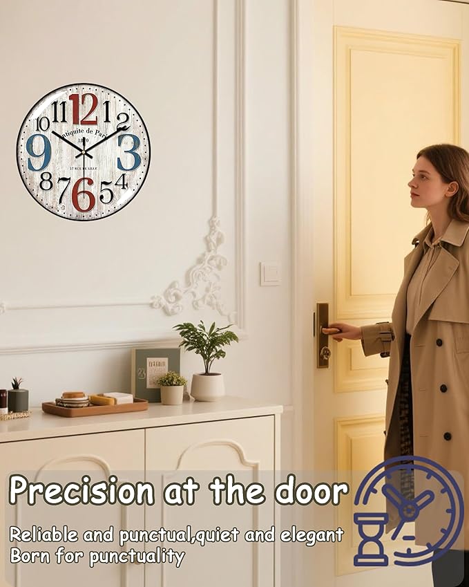 Decorative Wall Clocks Batterys Operated, Retro Wall Clock - Image 7