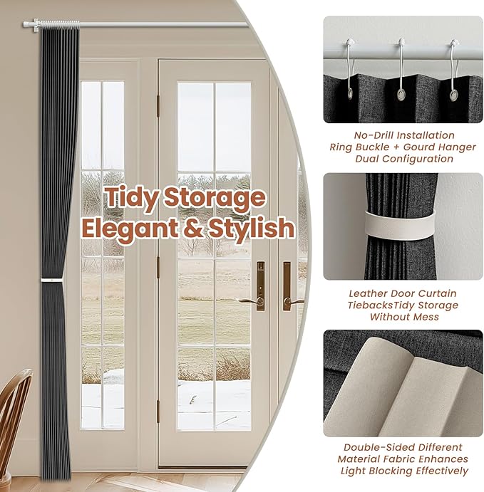 AJAZZ Blackout Accordion Door Curtain 98"x78" Black - Image 4