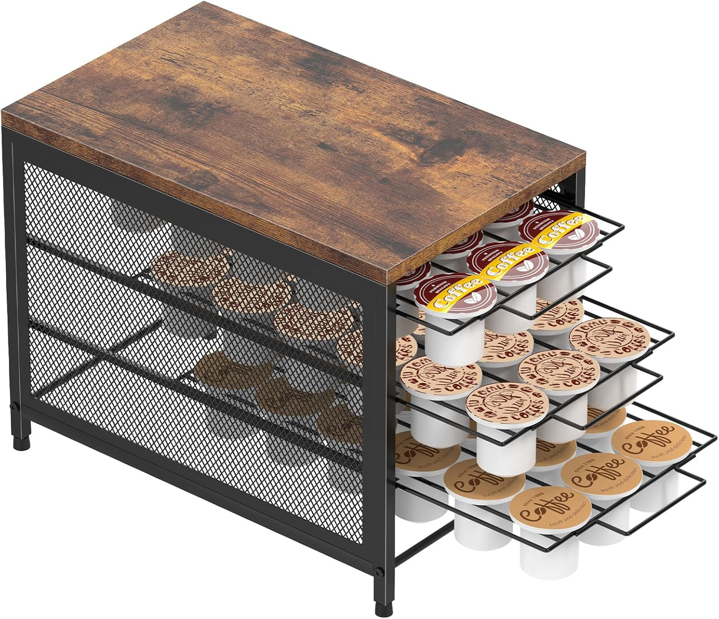 NANANARDOSO Coffee Pod Holder For Counter, 3 Tier Coffee Pod Drawer for Keurig Pod Storage Drawer Holder, 54 Capacity Pods Storage Organizer Cups Capsule with Sliding Baskets for Coffee Station