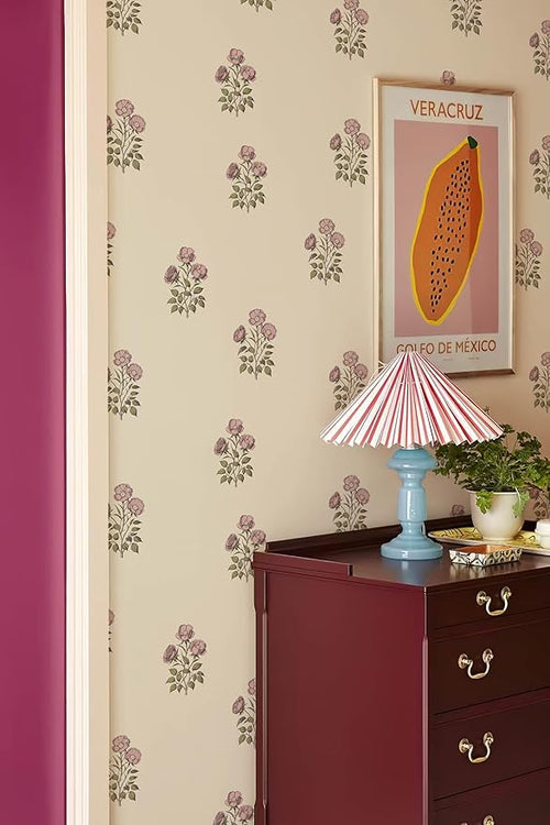 17.3”×393.7” Vintage Floral Wallpaper Retro Rose Flower Contact Paper - Image 2