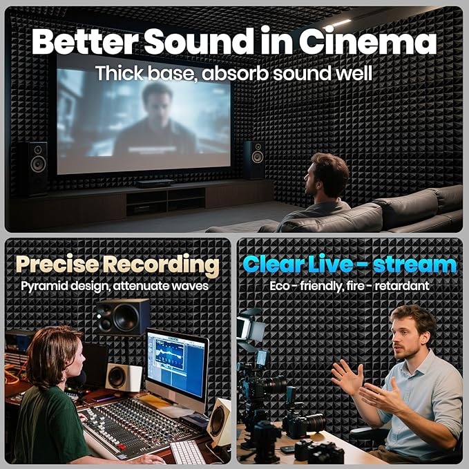 Focusound White Acoustic Panels 24 Pack 2"x12"x12" - Image 2
