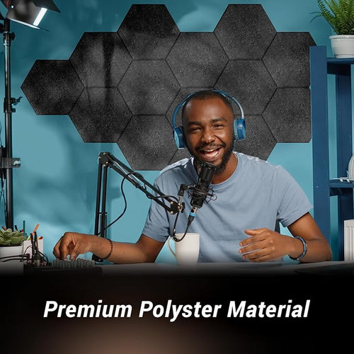 12 Pack Hexagon Acoustic Panels, TONOR 12"x 10"x 0.4" High Density Sound Proof - Image 2