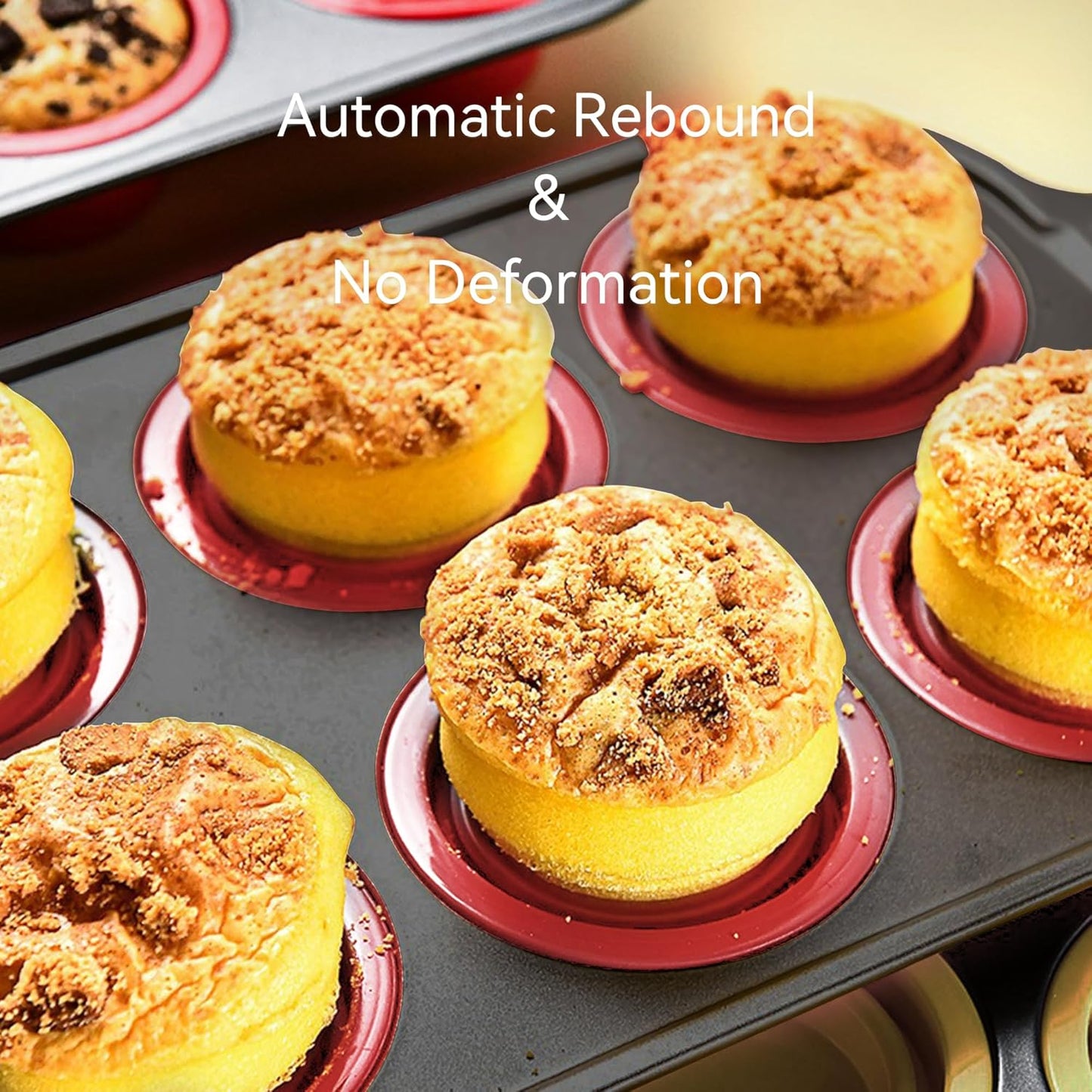 8 Piece Red Silicone Bakeware Sets, Nonstick Baking Pans, Silicone Baking Sheet Set with Press to Release Design, Oven Mitts, Spatula & Brush Flexible, Stackable, BPA Free, Dishwasher & Oven Safe