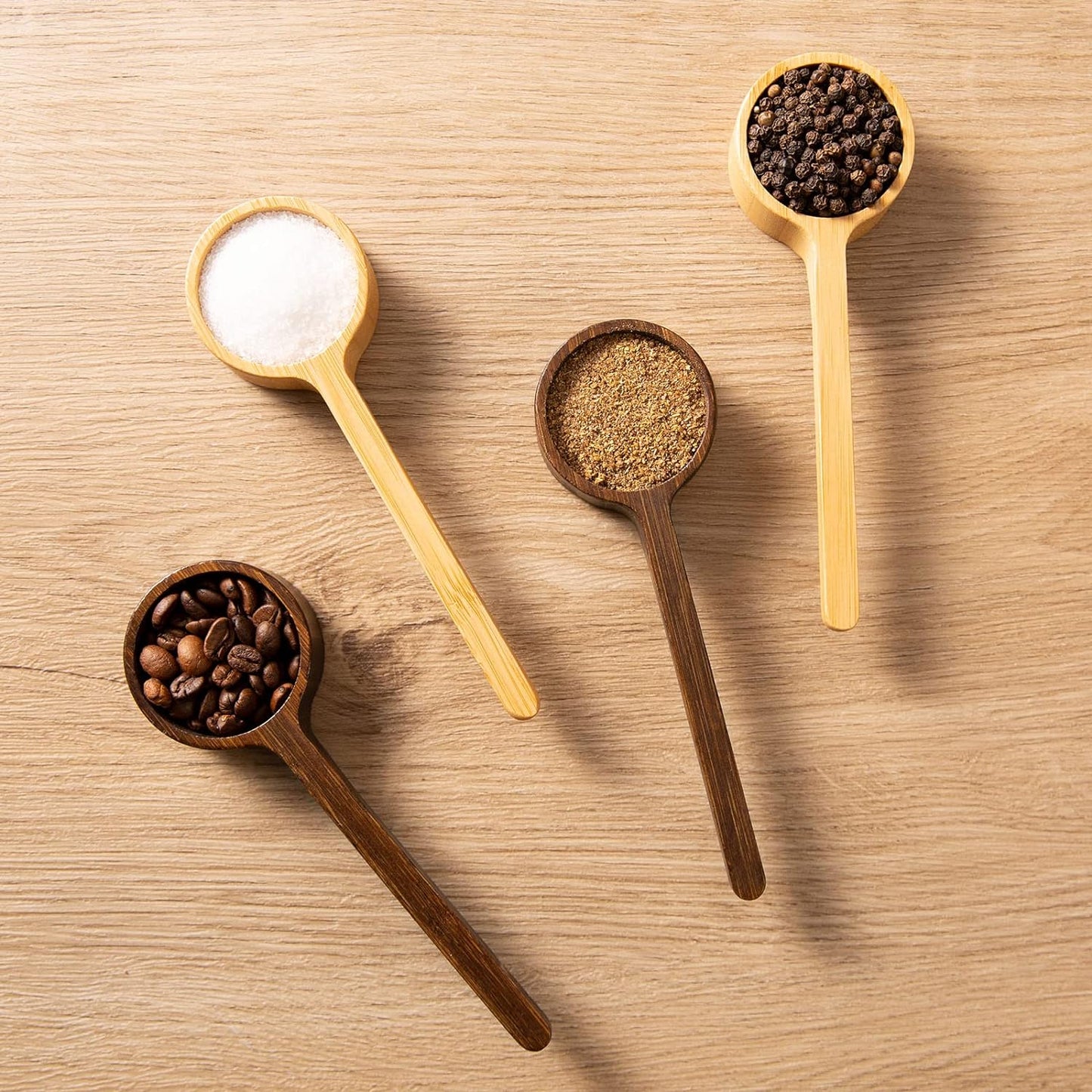 Wooden Coffee Scoop Measuring Scoop for Spices and Glass Jars with Bamboo Lids