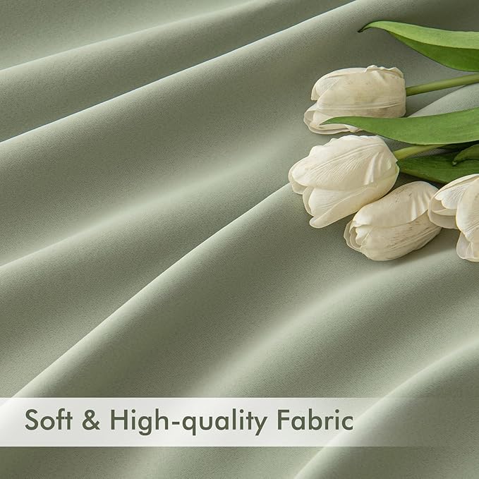 MIULEE Back Tab Sage Green Curtains 102 Inch Long 2 Panels Set - Image 6