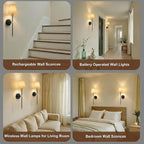 IRONPAX Wall Sconces Battery Operated Set of 2, Wireless Rechargeable Wall - Image 4