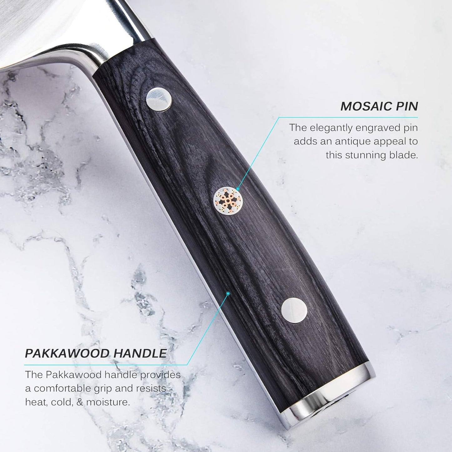 KYOKU Samurai Series - Nakiri Japanese Vegetable Knife 7" - Full Tang - Japanese High Carbon Steel Kitchen Knives - Pakkawood Handle with Mosaic Pin - with Sheath & Case