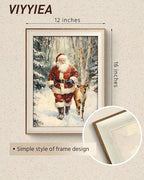 VIYYIEA Winter Framed Wall Art for Living Room, Santa Claus and Reindeer Canvas - Image 3