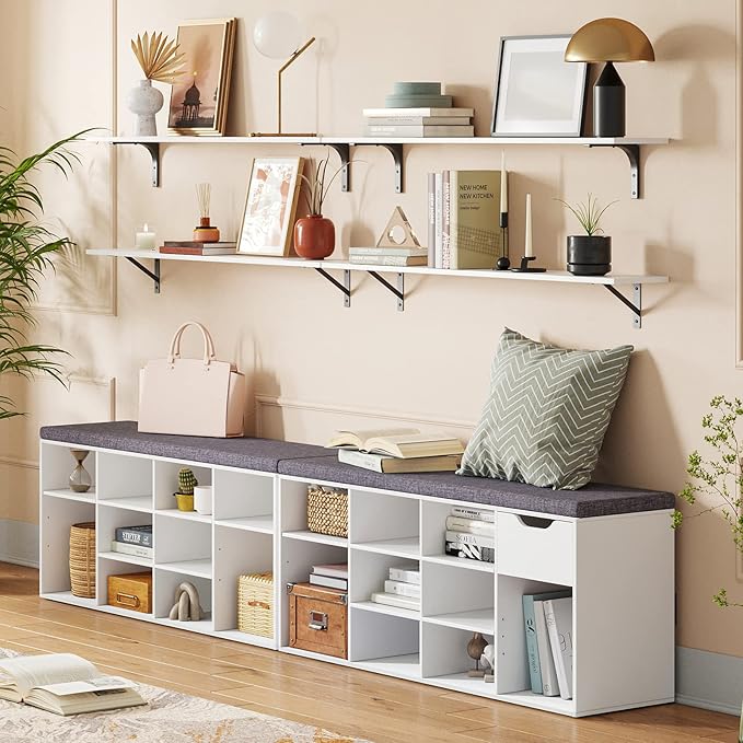DINZI LVJ Long Wall Shelves, 39.4Inch Wall Mounted Shelves Set of 2, Extra - Image 2