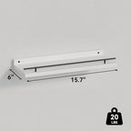 WOPITUES Floating Shelves with Black Metal Guardrail, Shelves - Image 3