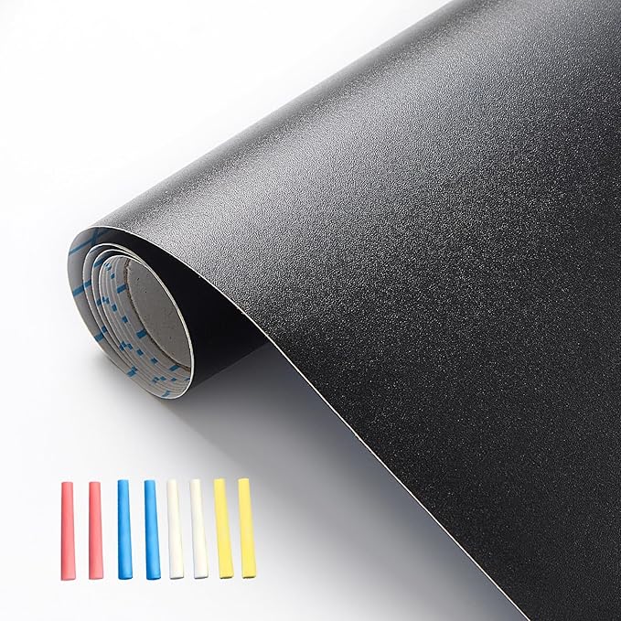 Chalkboard Wallpaper Peel and Stick, 17.5"x78.7" Blackboard Contact Paper Self by Borskyn
