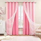 XiDi Pink Curtains for Girls Room, Kids Bedroom Blackout Curtains, Hot Pink - Image 7