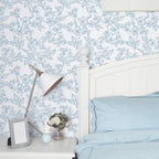 Ismoon Floral Wallpaper Peel and Stick Blue and White Contact Paper Vintage - Image 4