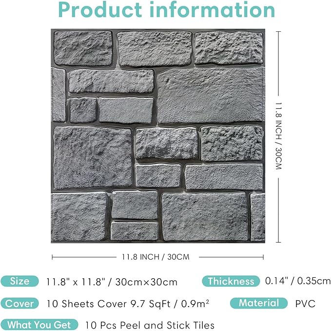 Commomy 3D Faux Stone Peel and Stick Wall Tiles - Image 6