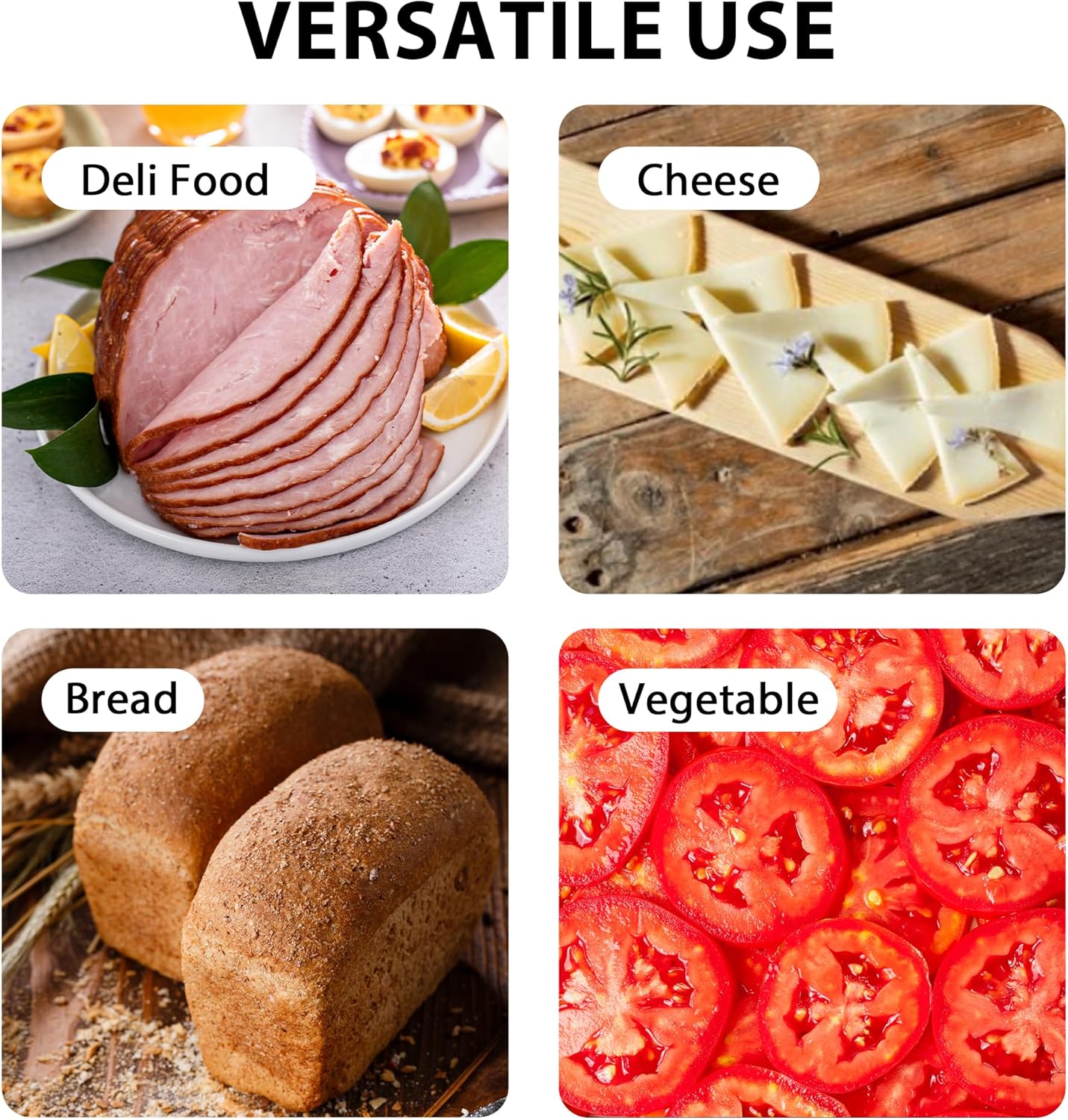 TOOGOOD 7.5" Meat Slicer, Electric Food Slicer Machine with Removable Stainless Steel Blade, Deli Food Slicer for Home Use, Slicing Frozen Meat,Hard Cheese, Ham and Deli,Black