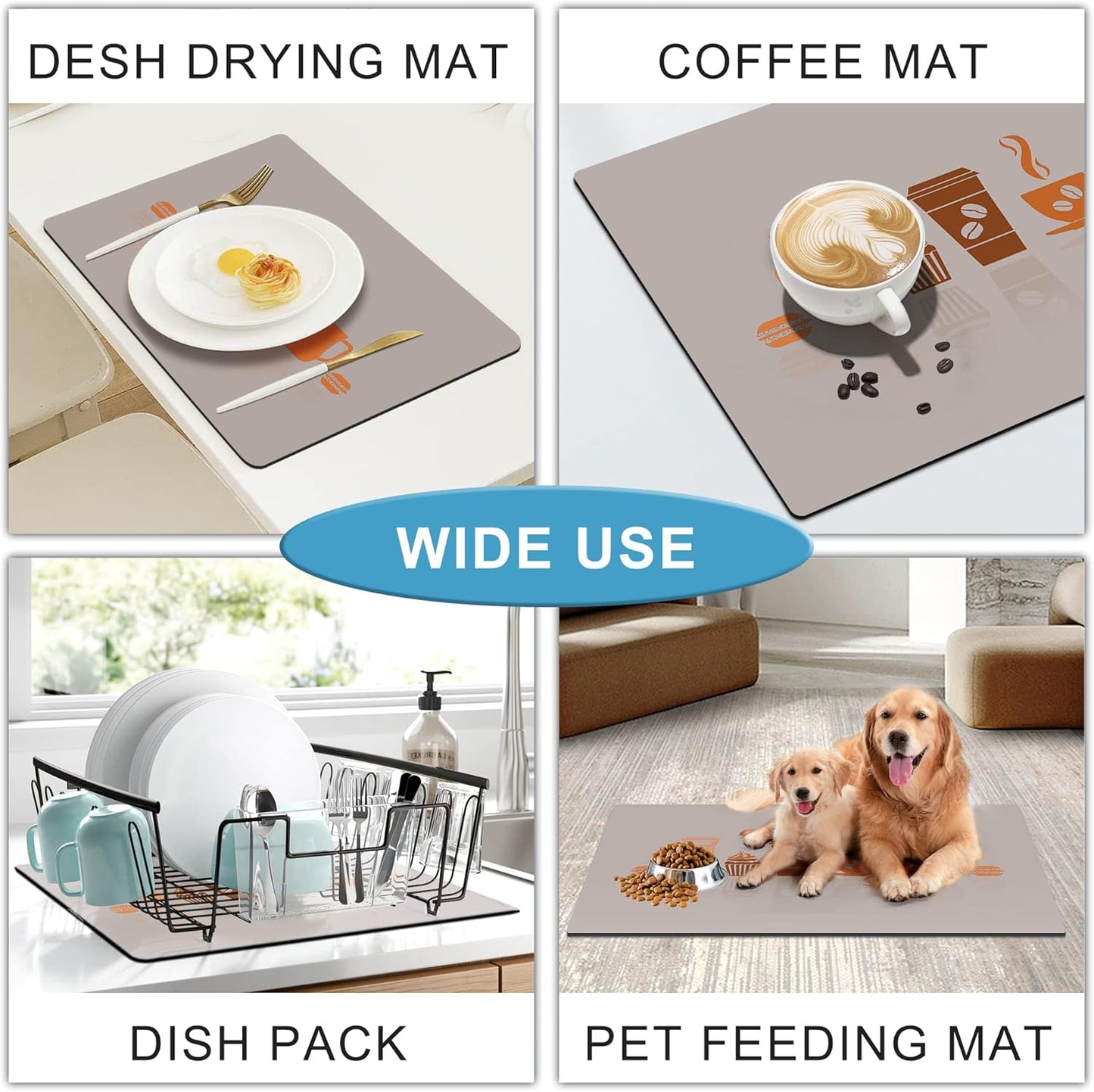 Golener Thick Coffee Maker Bar Mat Countertop,Quick dry mat,Bar Drying Mat,Coffee Bar Tray for Countertop,Coffee Nook Mat,Spill Mat