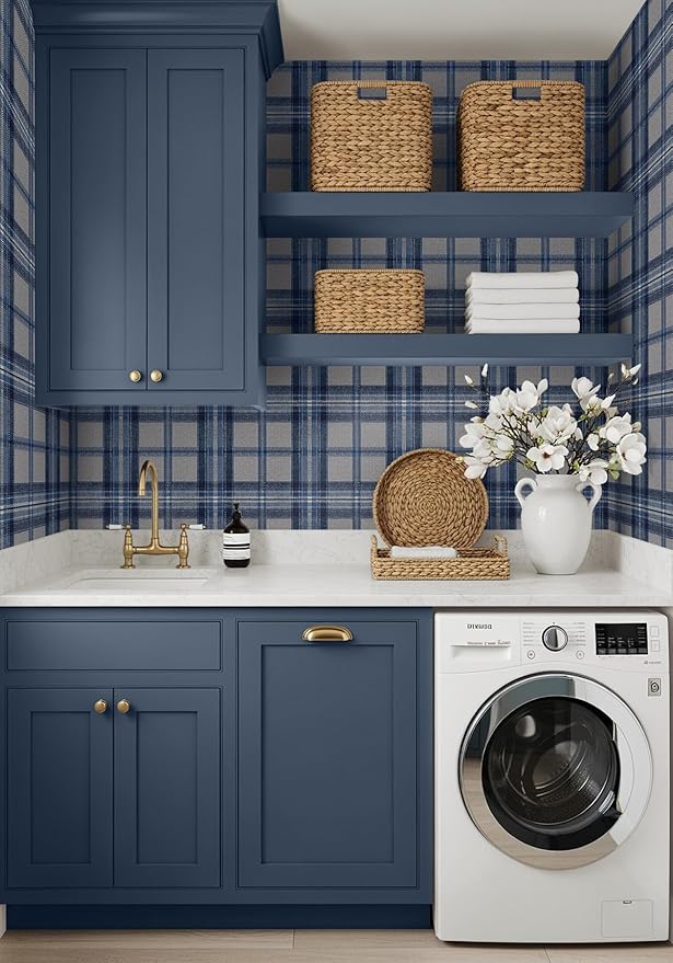 NextWall Harry & Grace Herringbone Plaid Premium Matte Non-Woven Peel and Stick - Image 4