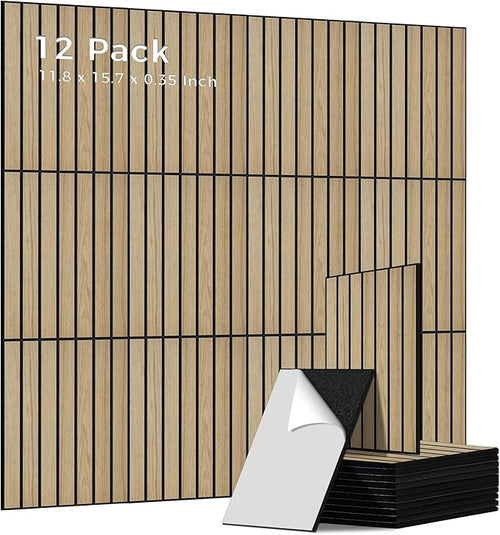12 Pack PVC Wood Panels for Wall, 11.8 x 15.7 x 0.35 Inch Sound Absorbing Panels by AUTORIFIC
