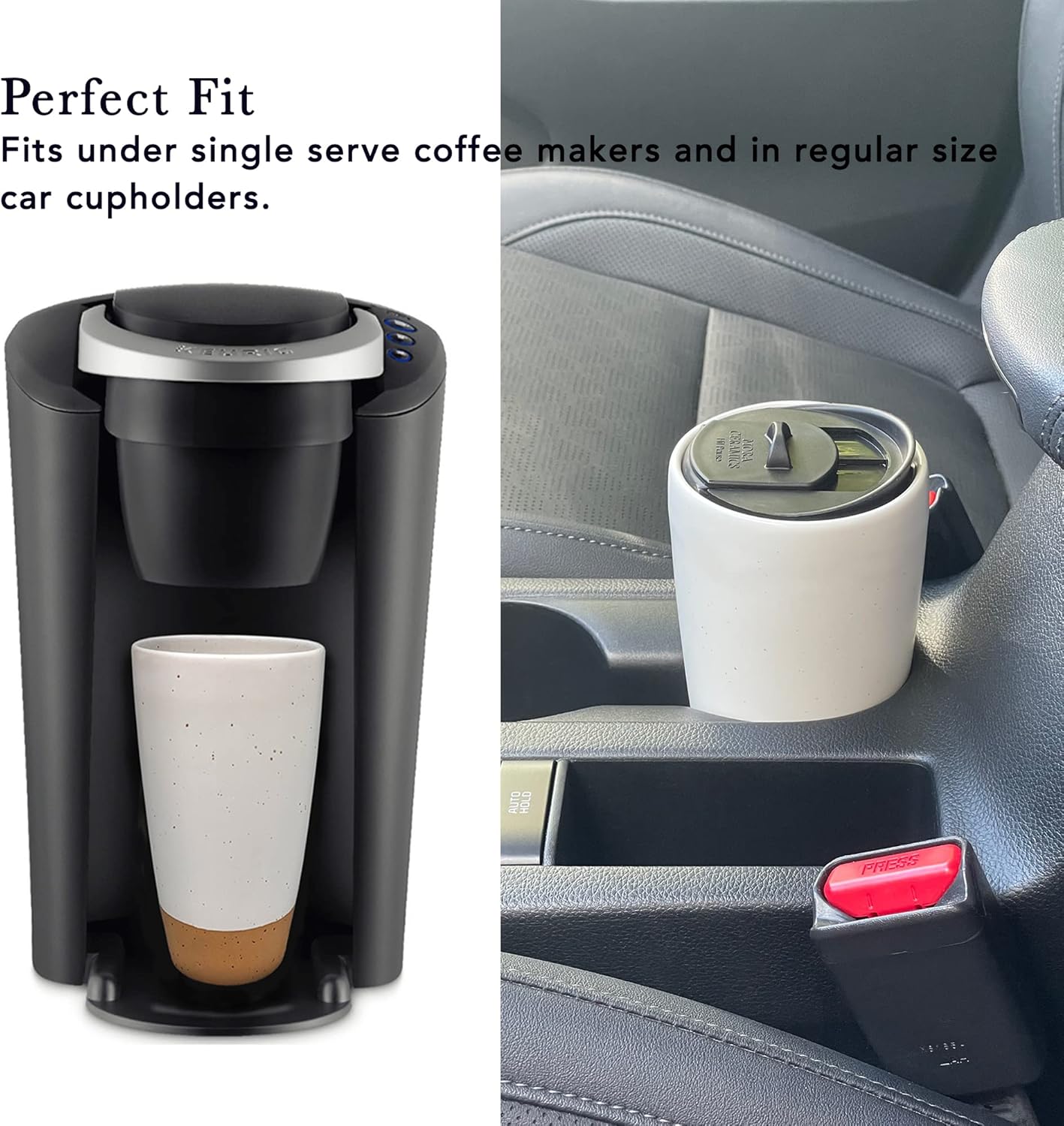 Mora Double Wall Ceramic Coffee Travel Mug with Lid, 14 oz, Portable, Microwave, Dishwasher Safe, Insulated Reusable Tall Cup, Splash Resistant Lid - To Go Tumbler for Car Cup Holder, Seafoam