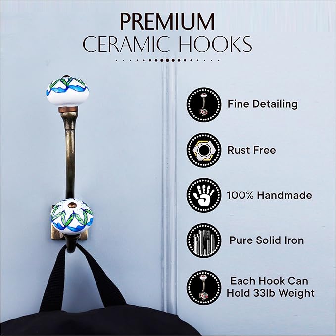 Indian Shelf Pack of 12 Heavy Duty Double Prong Multicolor Decorative Coat - Image 4