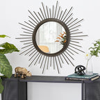 Large Sunburst Wall Mirror, Round Home Modern Metal Art Mirror - Image 2
