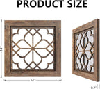 Set of 2 14 Inch Square Redbrown Window Pane Wall Mirrors, Shatterproof Rustic - Image 2