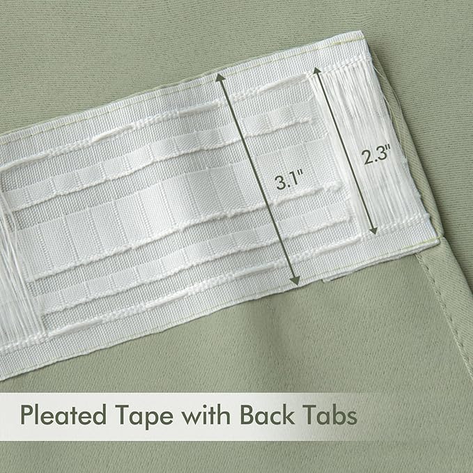 MIULEE Back Tab Sage Green Curtains 108 Inch Long 2 Panels Set - Image 4