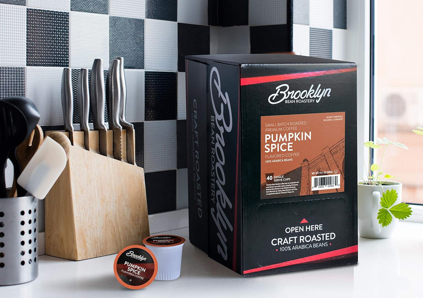 Brooklyn Beans Roastery Coffee Pods, Fall Flavored Pumpkin Spice - Compatible with Keurig K Cup Brewers Including 2.0 Machines, 40 Count