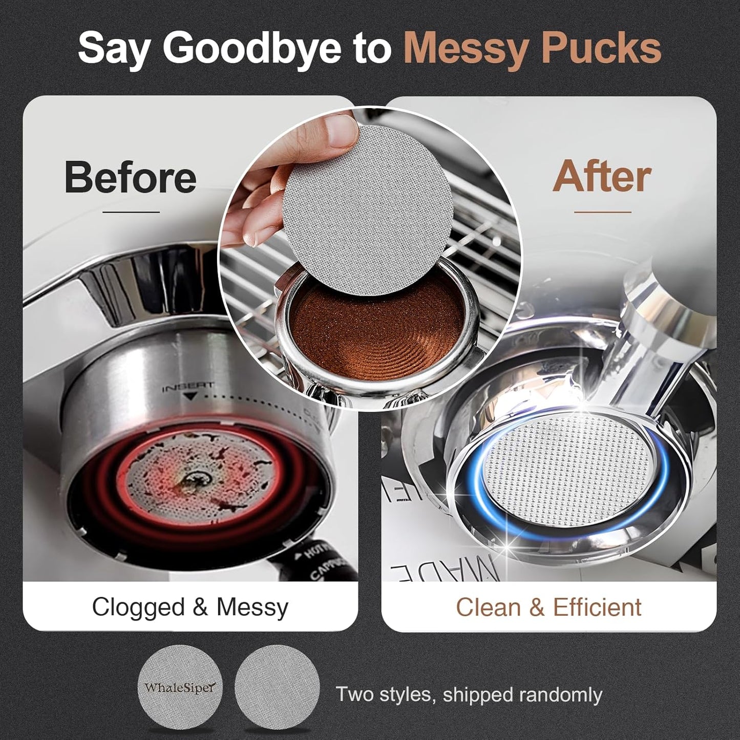 51mm Bottomless Portafilter & Puck Screen, 2 Ears Stainless Steel Head, Only Compatible with De'Longhi ECP3420, EC155, BCO430, EC260, and ECP3120, Includes 304 Stainless Steel Filter Basket