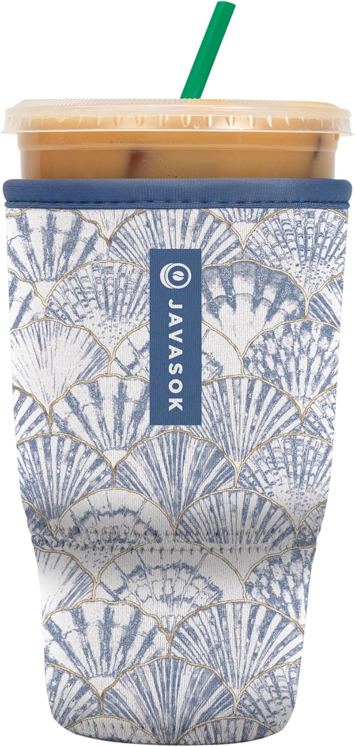 Sok It JavaSok Iced Coffee & Cold Soda Insulated Neoprene Cup Sleeve (Shore Thing, Large: 30-32oz)