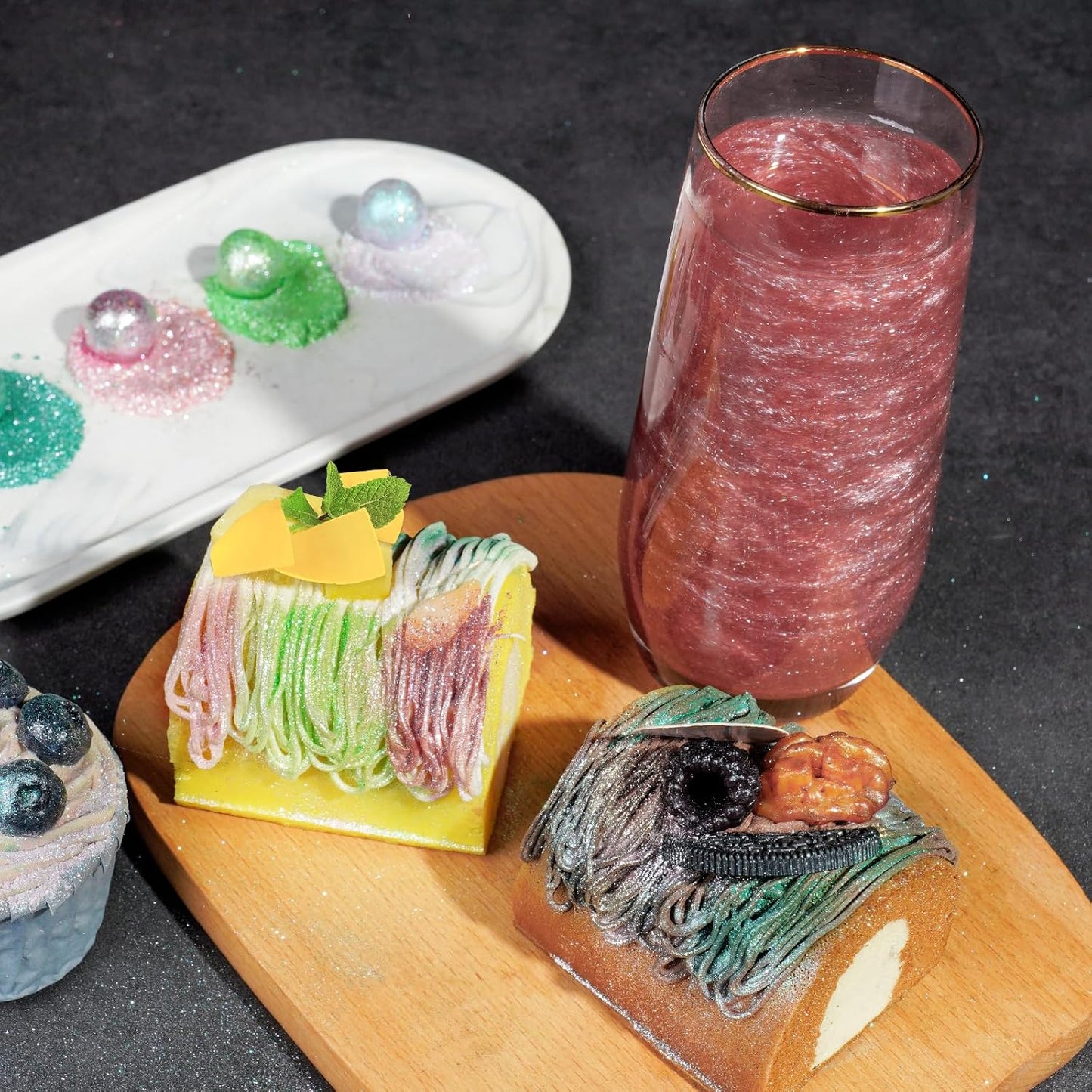 NiHome Edible Food-Grade Glitter Powder Glimmer Luster Dust Metallic Fancy Food Decorating Sprinkle Glimmery Dust for Drink Wine Beverage Cake Bakery Vegan Allergen-Free (Dark Red, 0.35oz/10g)