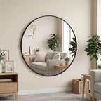 OLIXIS 30 Inch Black Round Bathroom Wall Mirror, Round Bathroom Mirrors by OLIXIS