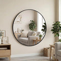 OLIXIS 28 Inch Black Round Bathroom Wall Mirror, Round Bathroom Mirrors by OLIXIS