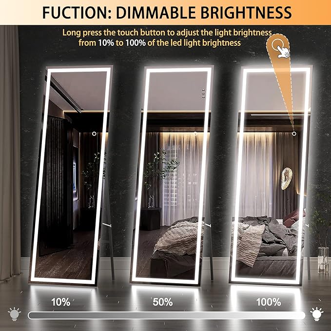 Hasipu Full Length Mirror with Lights, Full Body Dressing Hanging Mounted Mirror - Image 4