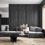 VEELIKE Charcoal Black Wood Slat Wallpaper Peel and Stick Modern Wood Panel - Image 4