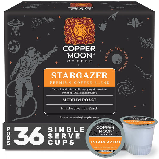 Copper Moon Single Serve Coffee Pods for Keurig K-Cup Brewers, Medium Roast, Stargazer Blend, 36 Count
