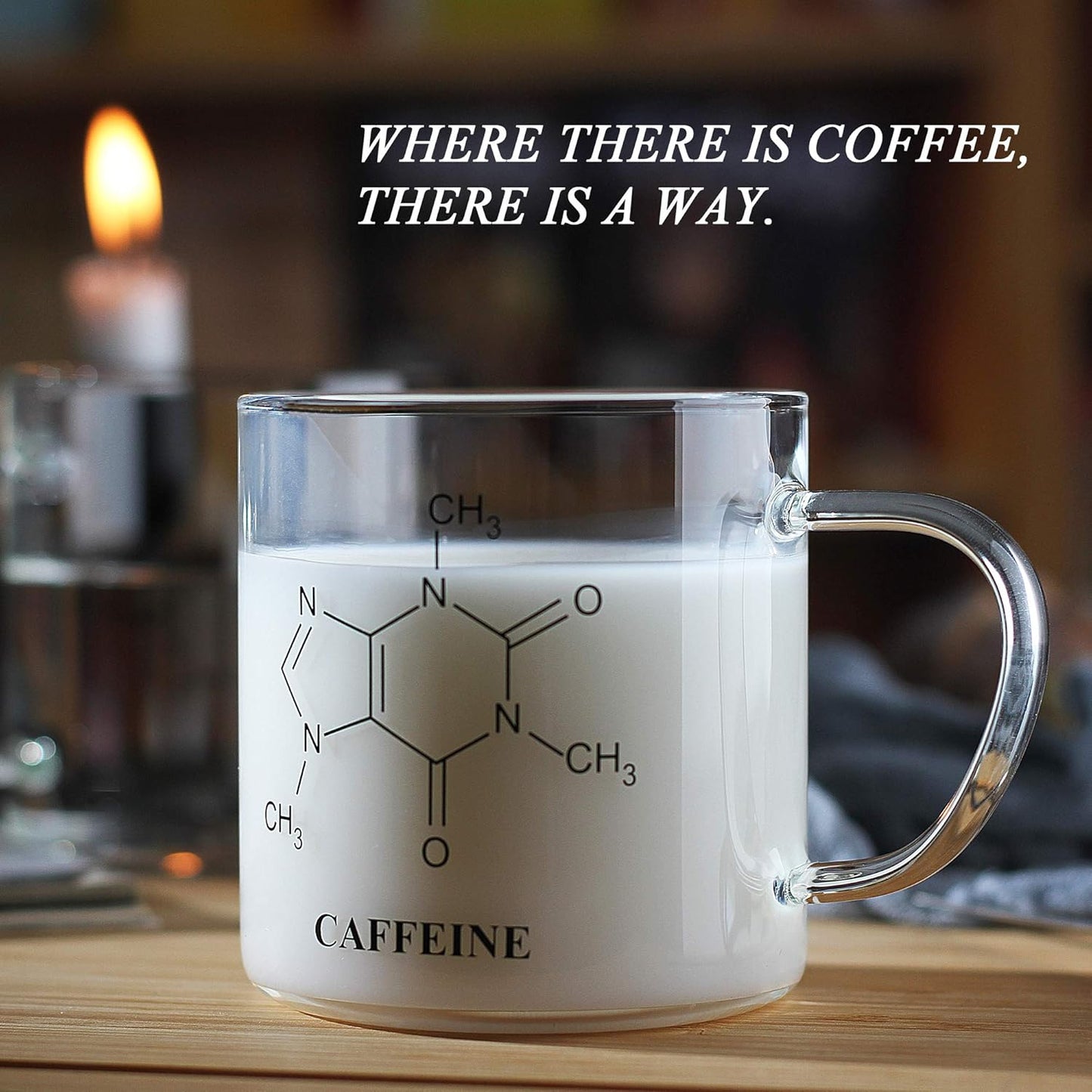 LUXU Glass Coffee Tea Mugs Set of 2,Clear Coffee Cups for Hot or Cold Beverages,Large Wide Mouth Drinking Glasses,Great for Mocha,Latte,Milk,Cappuccino,Water and Juice -14 oz