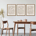 Framed Boho Botanical Flower Wall Art Set of 3, Vintage Minimalist Neutral - Image 8