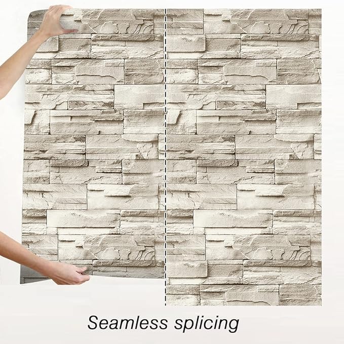 Jeweluck Stone Wallpaper Peel and Stick Brick Wallpaper 17.7”×590.5” Brick - Image 8