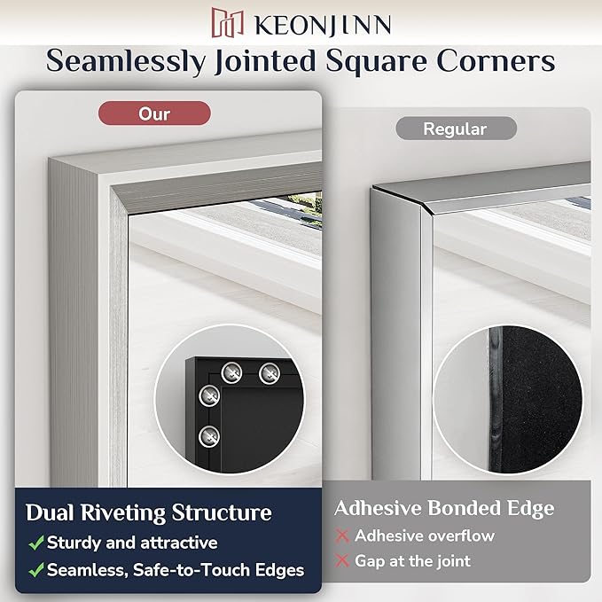 Keonjinn 22 x 30 Inch Brushed Nickel Bathroom Mirrors - Image 4
