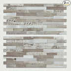 AULIGET Peel and Stick Backsplash, Coffee & Brown Wood Look PVC Mixed Metal by AULIGET